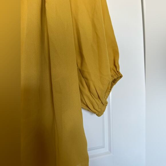 Ezra Boho Mustard Color 3/4 Sleeve Blouse Top Size Large - Picture 4 of 8